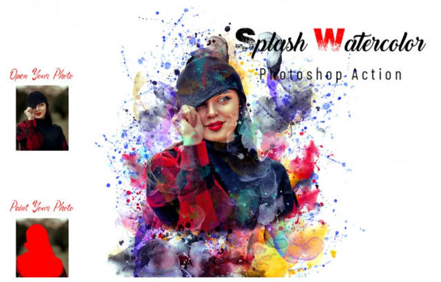 [creativemarket] Splash Watercolor Photoshop Action (Studio Retouch)